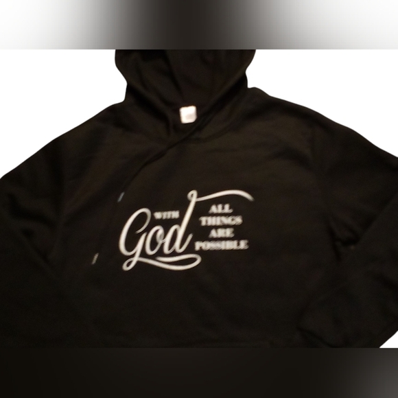 Christian Clothing - NWOT Drawstring Hoodie, "With God All Things Are Possible" - Picture 7 of 12